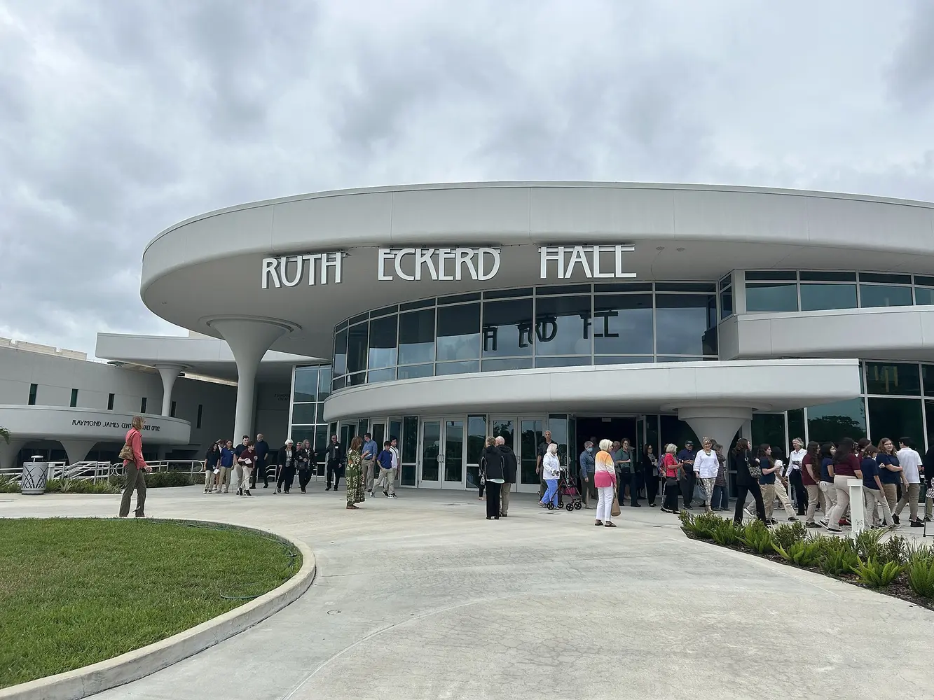 Modern exterior and entrance of Ruth Eckerd Hall in Clearwater