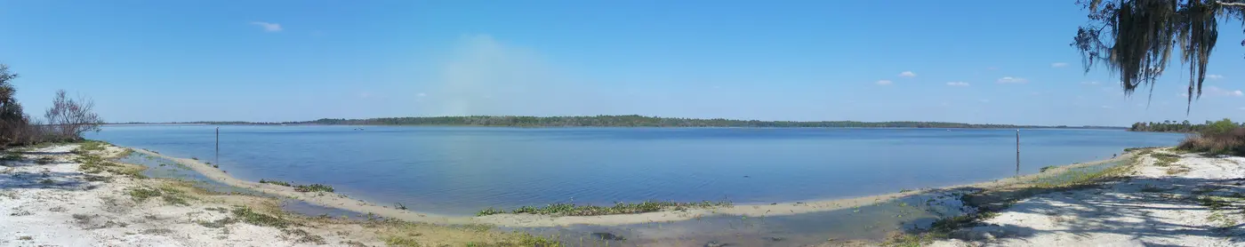 Wide panoramic view across Lake Manatee in Manatee County, Florida