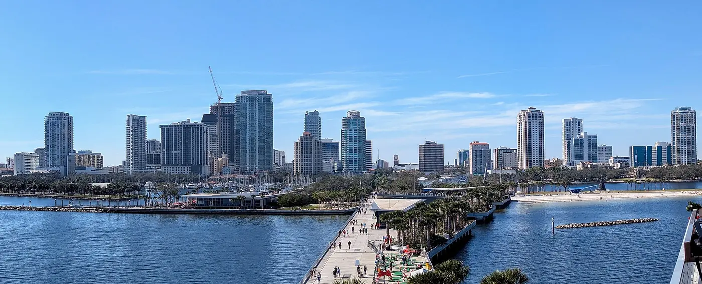 Downtown St. Petersburg skyline above the Central Avenue arts districts