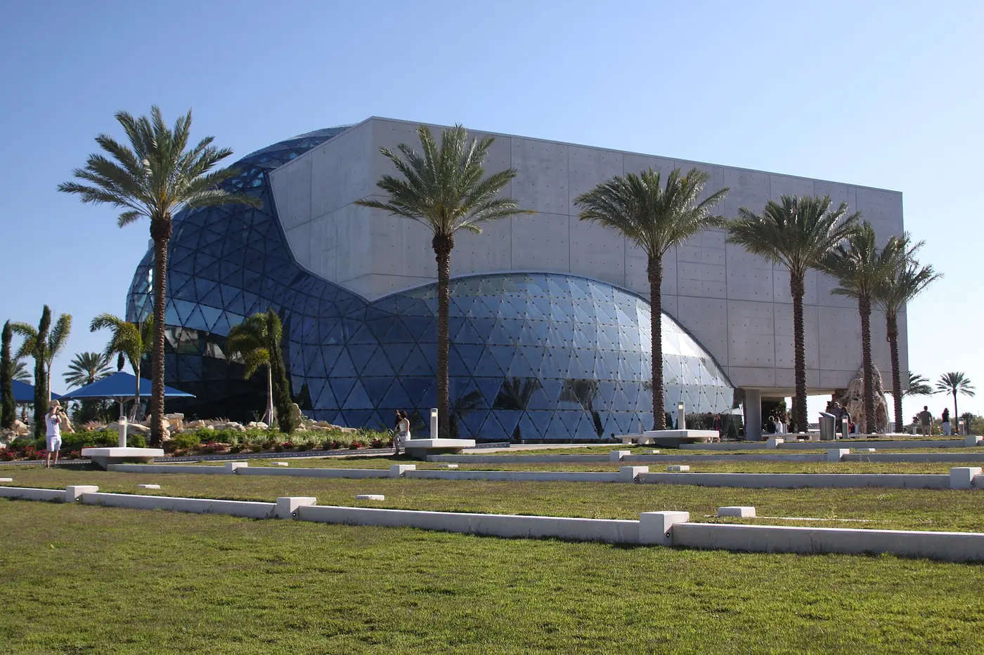 Glass geodesic Enigma addition on the exterior of The Dalí Museum