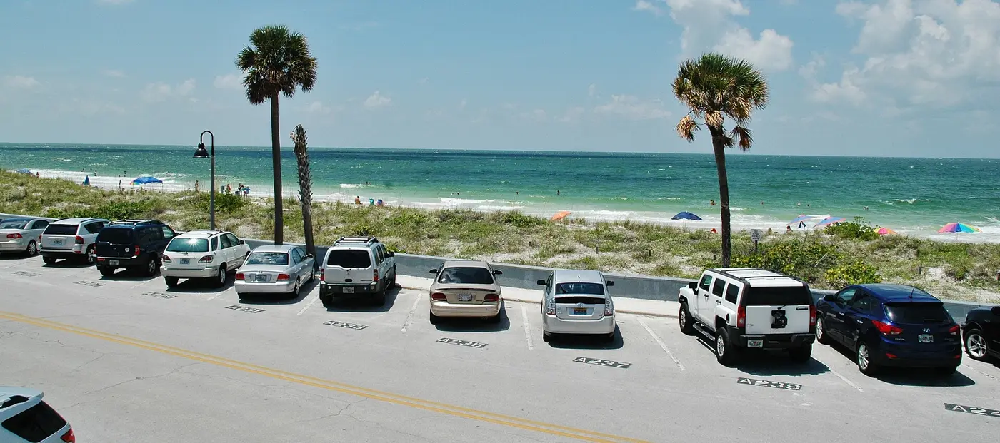 Wide Gulf shoreline at St. Pete Beach, representative of the Upham Beach setting