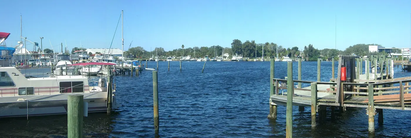 Sponge boats docked along the Tarpon Springs working waterfront