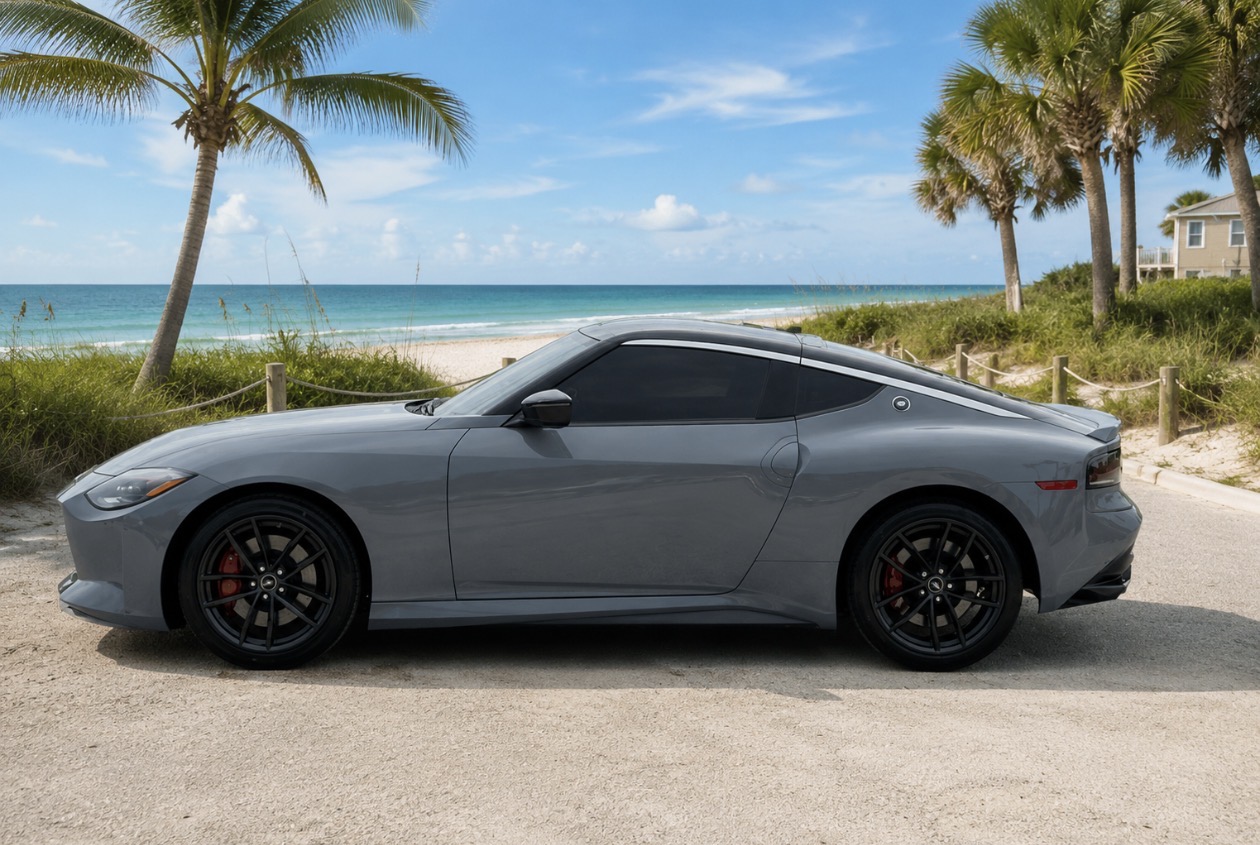SUNZiO Nissan Z parked on the Sarasota coastline