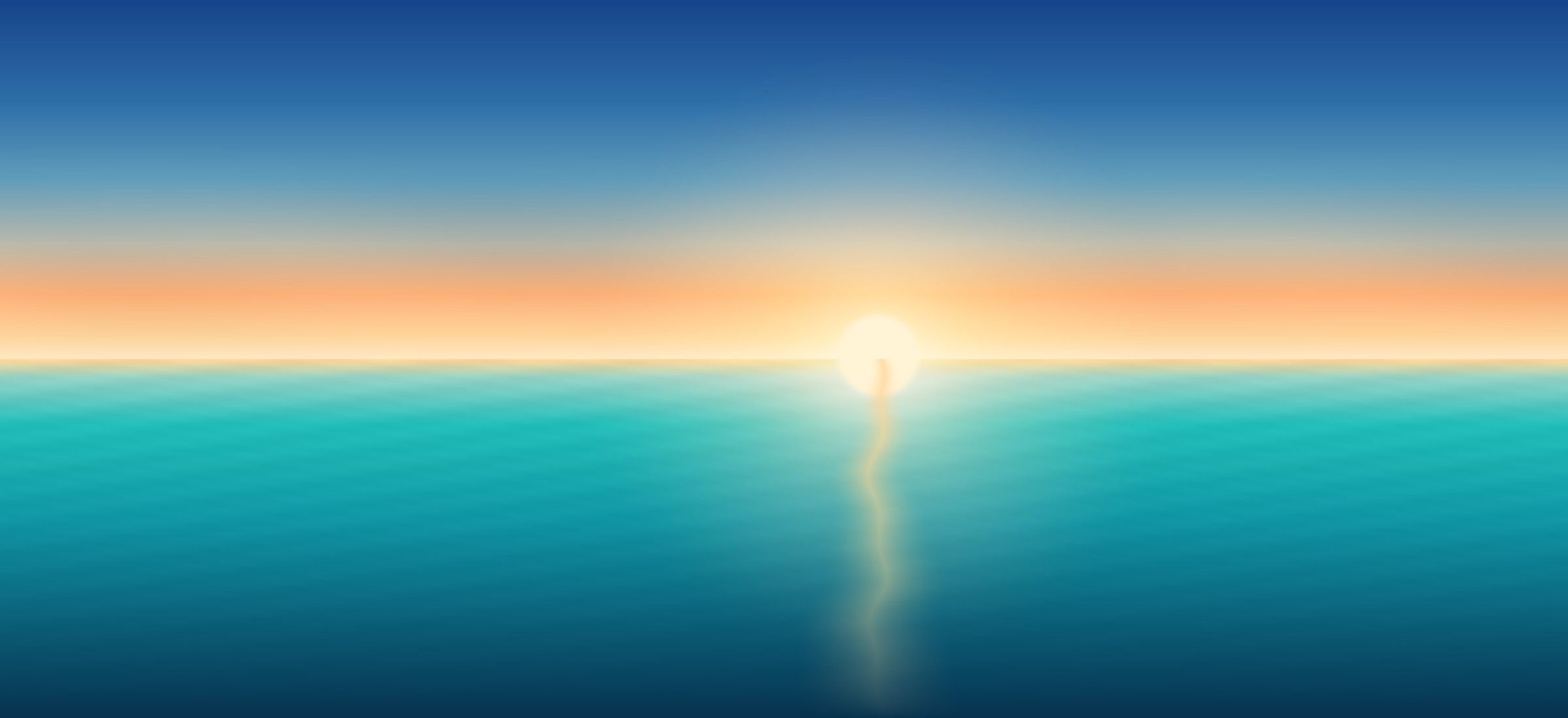 Sunset over the Gulf Coast with blue sky and turquoise ocean