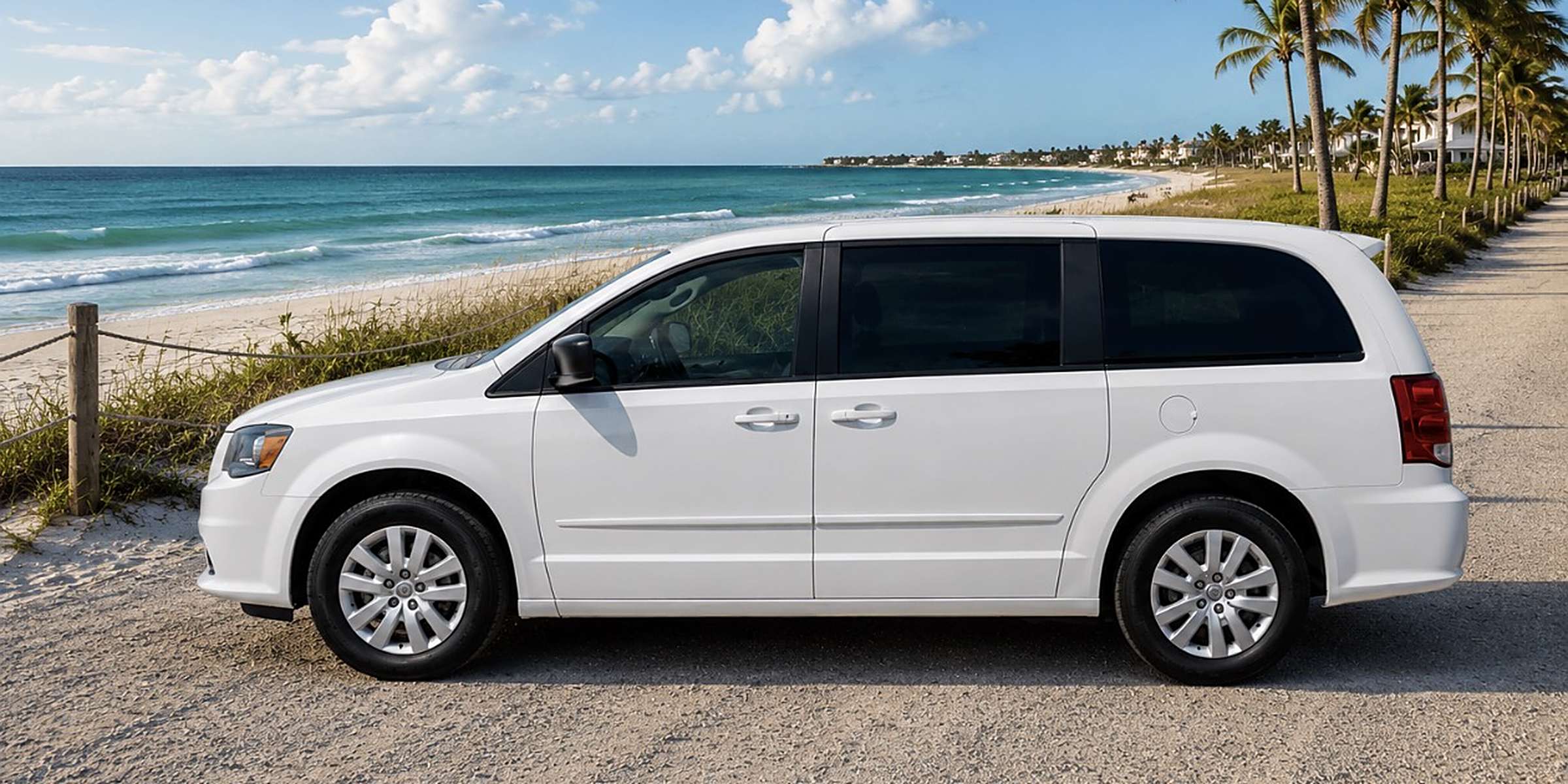 SUNZiO Chrysler Voyager parked at a Gulf Coast beach